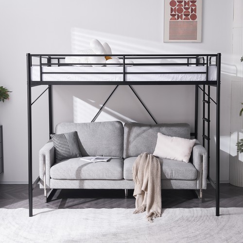 Metal loft bed with built - loft, built-in